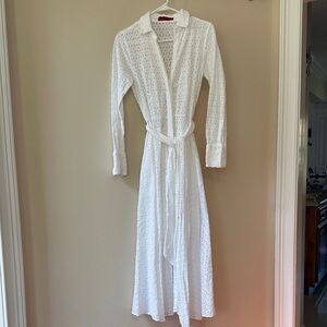 Carolina Herrera White Long Sleeve Lace Dress